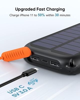 Real Portable Hand Crank Solar Power Bank Station 26800mAh NCM