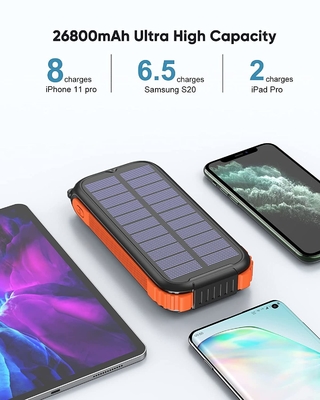 Real Portable Hand Crank Solar Power Bank Station 26800mAh NCM
