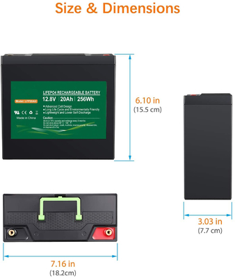 Pin Lithium Phosphate LiFePO4 20ah 12 v Pin Lithium Ion chu kỳ sâu IP67