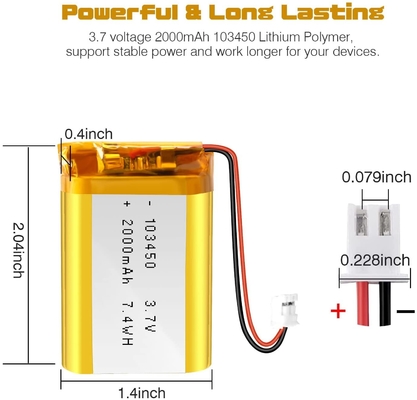 Pin sạc Li Ion NCM 3.7v 2000mah / Đầu nối pin Lithium Ion JST
