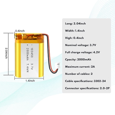 Pin sạc Li Ion NCM 3.7v 2000mah / Đầu nối pin Lithium Ion JST